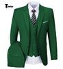 Casual Men’s 3 Pieces Mens Suit Notch Lapel Flat Tuxedos (Blazer + Vest + Pants) Xs / Green