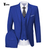 Casual Men’s 3 Pieces Mens Suit Notch Lapel Flat Tuxedos (Blazer + Vest + Pants) Xs / Royal Blue