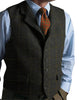 Suit Vest - Casual Men's Classic Tweed Plaid Notch Lapel Waistcoat