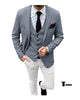 Fashion Men’s 3 Pieces Houndstooth Notch Lapel Tuxedos (Blazer + Vest + Pants) Xs / Navy Pieces Suit