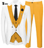 Fashion Men’s Suits Slim Fit 3 Pieces Peak Lapel Tuxedos (White Blazer + Vest + Pant) Xs / Gold