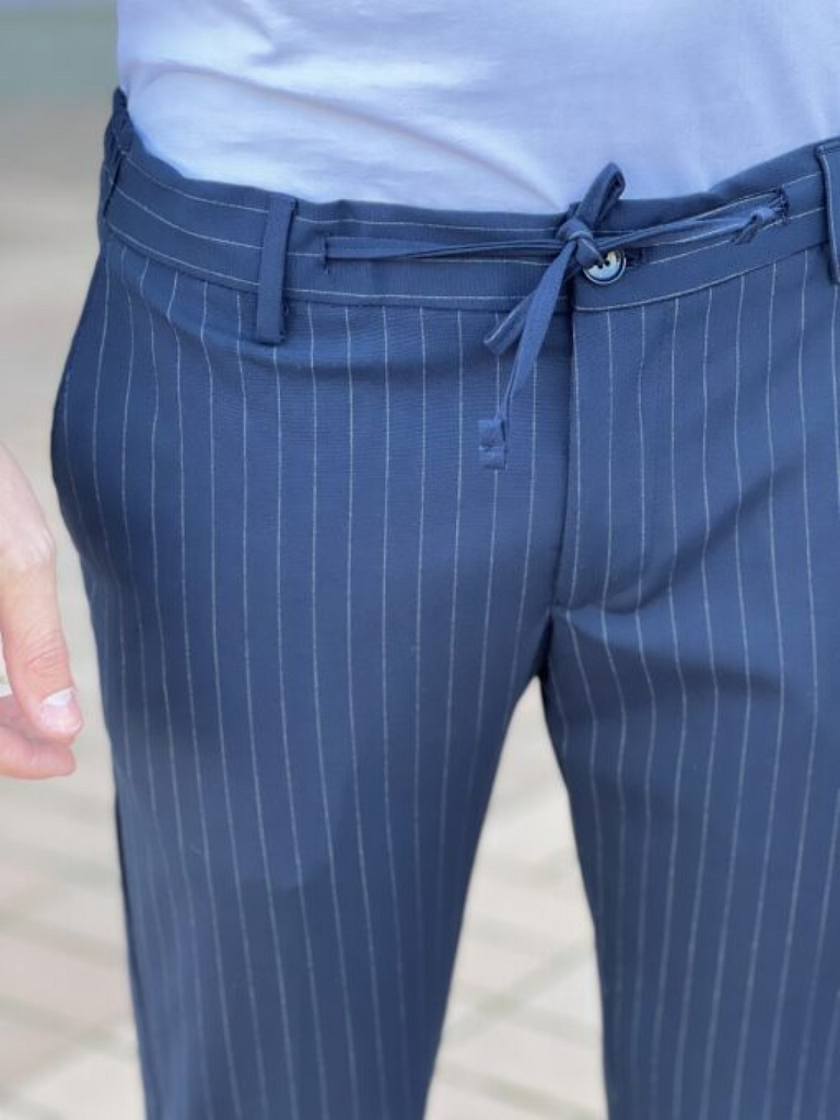 Fashion Men’s Suit Pants Stripe Regular Fit Trousers