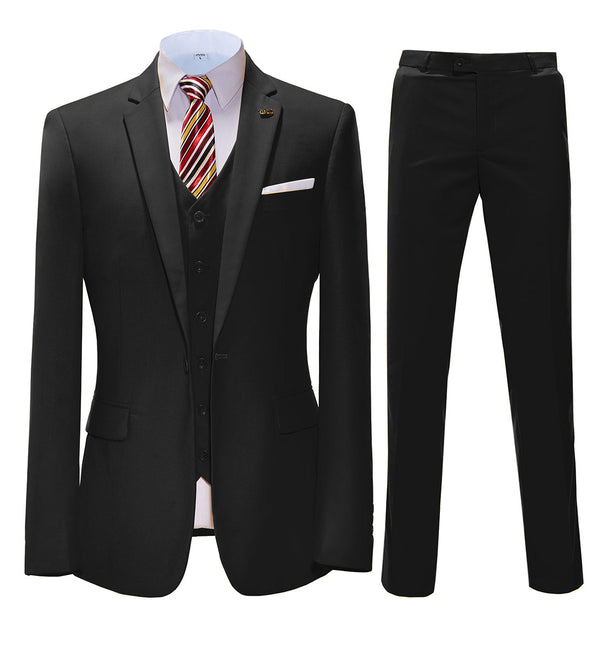 3 Pieces Suit - Fashion 3 Pieces Mens Suit Flat Notch Lapel Tuxedos For Wedding (Blazer+vest+Pants)