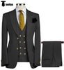 3 Pieces Suit - Fashion Men's Suit 3 Piece Peak Lapel Flat Tuxedo Wedding (Blazer + Vest + Pants)