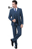 Cassual Men’s 3 Pieces Suit Tweed Peak Lapel Tuxedos (Blazer + Vest + Pants) Xs / Blue Pieces Suit