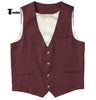 Casual Mens Waistcoat Flat Linen V Neck Waistcoat For Wedding Xs / Burgundy Suit Vest