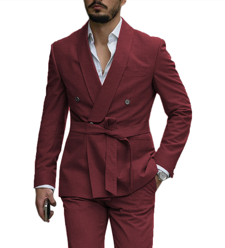 2 Pieces Suit - Mens Suit Double Breasts Shawl Lapel 2 Pieces (Blazer+Pants)