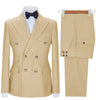 2 Pieces Suit - Formal 2 Pieces Mens Suit Double Breasted Flat Notch Lapel Tuxedos (Blazer+Pants)