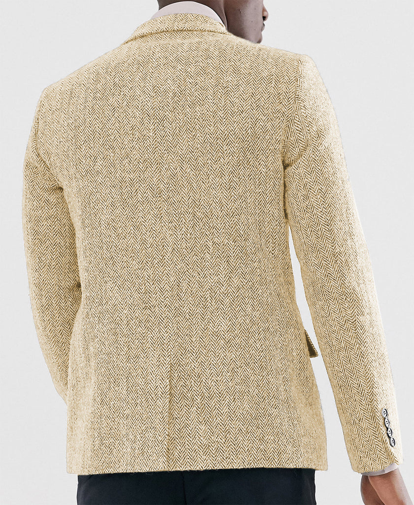 Blazer - Vintage Classical Men's Wool Herringbone Notch Lapel Blazer