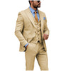 3 Pieces Suit - Formal Men's 3 Piece Regular Fit Peak Lapel Flat Men's Suit (Blazer+Vest+Pants)