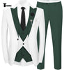 Fashion Men’s Suits Slim Fit 3 Pieces Peak Lapel Tuxedos (White Blazer + Vest + Pant) Xs / Hunt