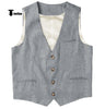 Casual Mens Waistcoat Flat Linen V Neck Waistcoat For Wedding Xs / Light Grey Suit Vest