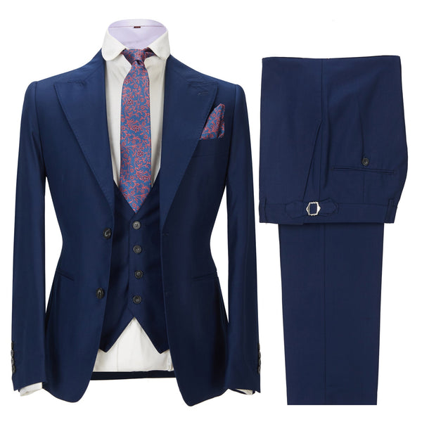 3 Pieces Suit - Formal Men's 3 Pieces Mens Suit Peak Lapel Solid Tuxedos (Blazer+vest+Pants)