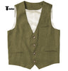 Casual Mens Waistcoat Flat Linen V Neck Waistcoat For Wedding Xs / Olive Green Suit Vest