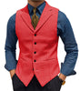 Suit Vest - Fashion Men's Vest Houndstooth Notch Lapel Waistcoat