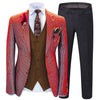 3 Pieces Suit - Fashion Men's 3 Pieces Houndstooth Notch Lapel Tuxedos (Blazer+vest+Pants)