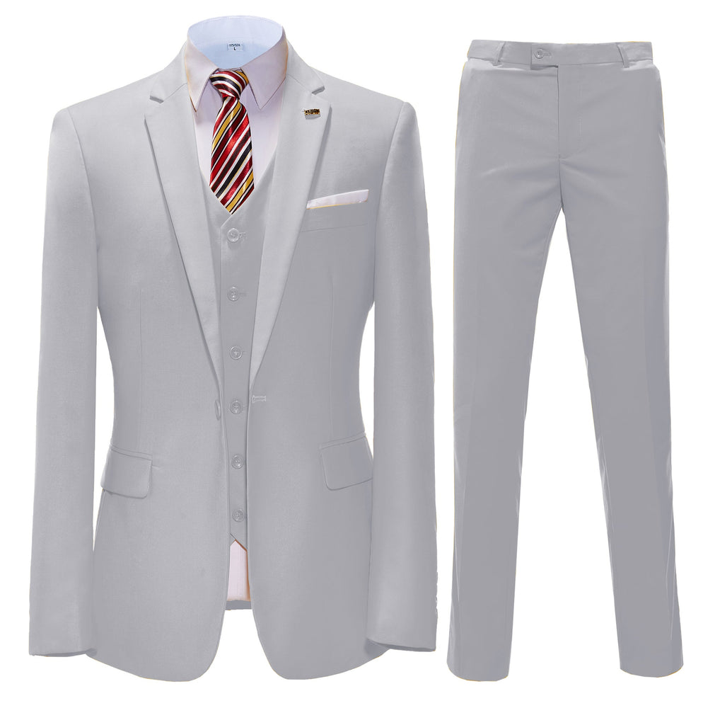 3 Pieces Suit - Formal 3 Pieces Mens Suit Flat Notch Lapel Tuxedos For Wedding (Blazer+vest+Pants)