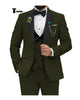 Fashion Men’s 3 Pieces Classic Flat Peak Lapel Tuxedos For Wedding (Blazer + Vest + Pants) Pieces