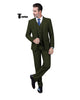 Cassual Men’s 3 Pieces Suit Tweed Peak Lapel Tuxedos (Blazer + Vest + Pants) Xs / Army Green