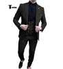 Fashion Men’s Suit 3 Piece Peak Lapel Flat Tuxedo Wedding (Blazer + Vest + Pants) Xs / Black