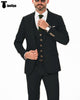 Formal Men’s 3 Piece Regular Fit Notch Lapel Flat Suit (Blazer + Vest + Pants) Xs / Black Pieces