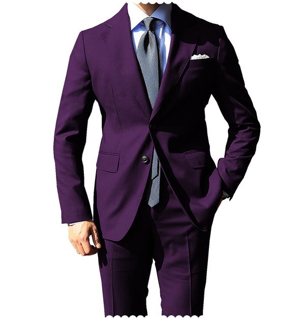 2 Pieces Suit - Fashion 2 Pieces Mens Suit Flat Notch Lapel Tuxedos For Wedding (Blazer+Pants)