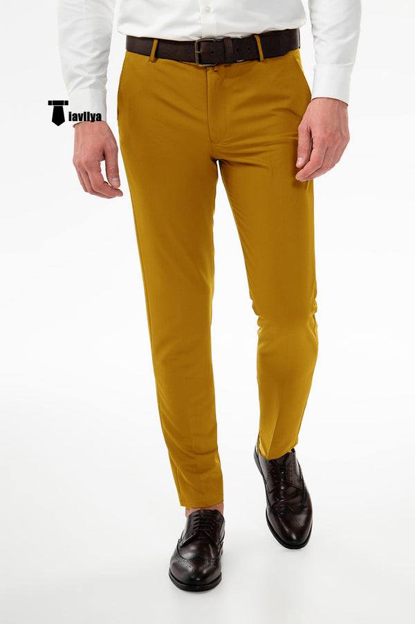 Fashion Men’s Suit Pants Regular Fit Trousers 29W X 28L / Gold