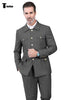 Fashion Men’s 2 Pieces Mens Suit Stand Lapel Flat Tuxedos (Blazer + Pants) Xs / Grey Suit