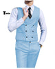 Double Breasted Fashion 2 Pieces Mens Suit For Wedding(Vest + Pants) Xs / Light Blue Suit